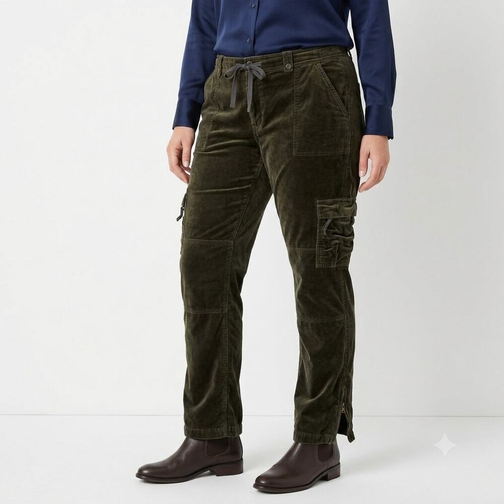 Sundance Nightfall Pants Velvet Velveteen Cargo Utility Women's Size 14 Green